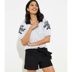 NWT Loft Black Dressy Tie Waist Belted Shorts High Waisted